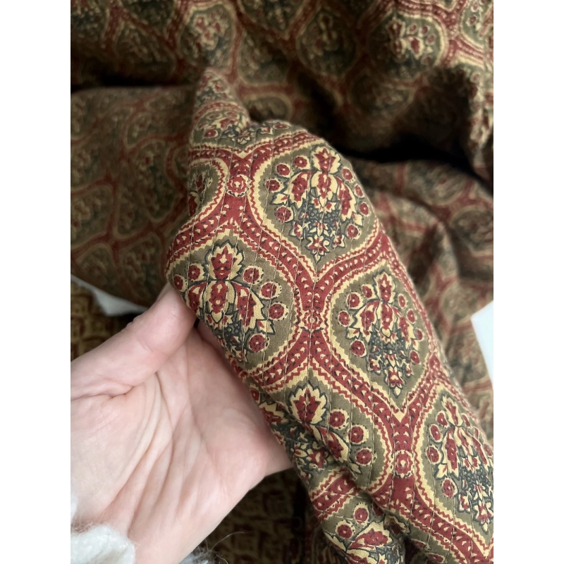 Tissu indien matelassé double face coton hand block largeur 100cm Batikou - 7