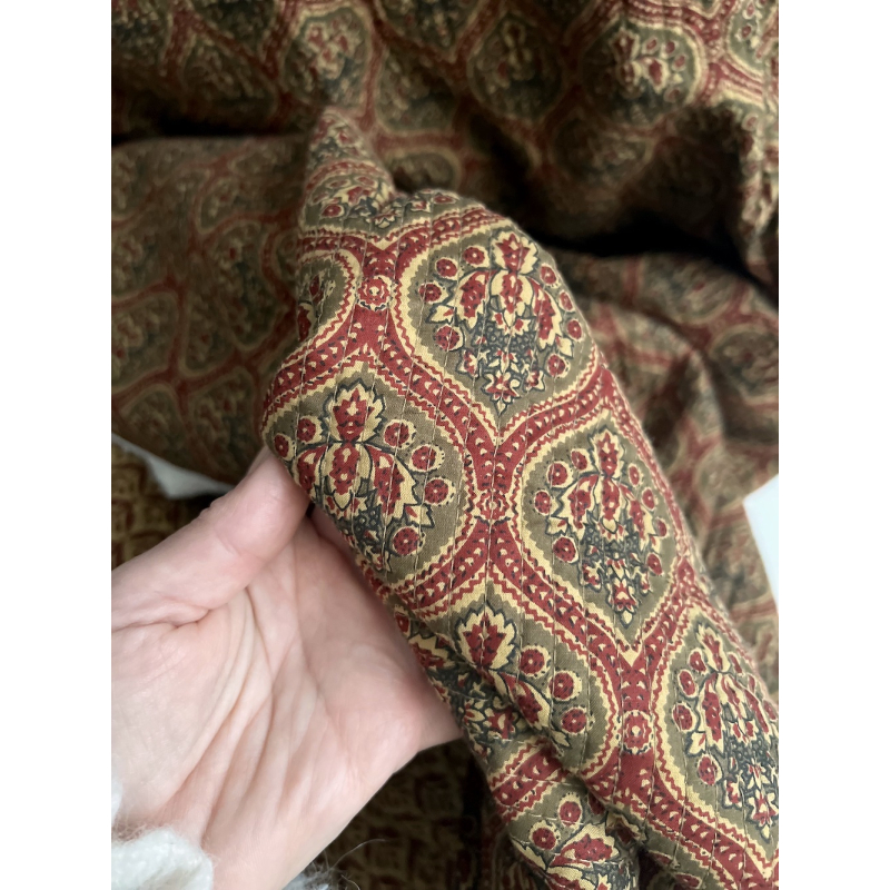 Tissu indien matelassé double face coton hand block largeur 100cm Batikou - 7
