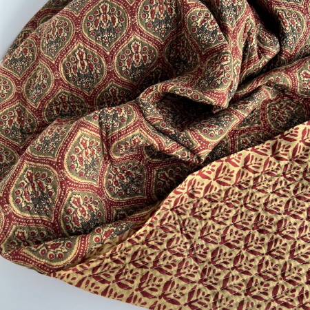 Tissu indien matelassé double face coton hand block largeur 100cm Batikou - 1 Tissu indien matelassé double face coton hand block largeur 100cm Batikou - 1