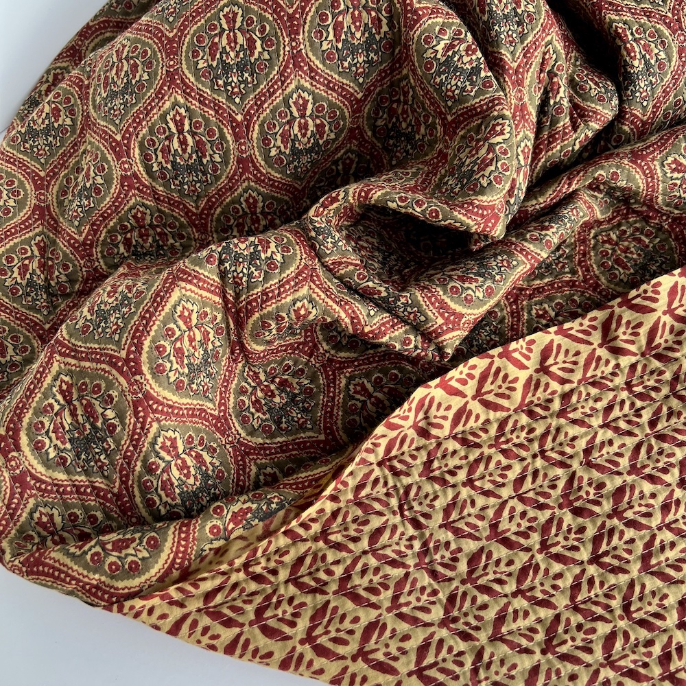 Tissu indien matelassé double face coton hand block largeur 100cm Batikou - 1