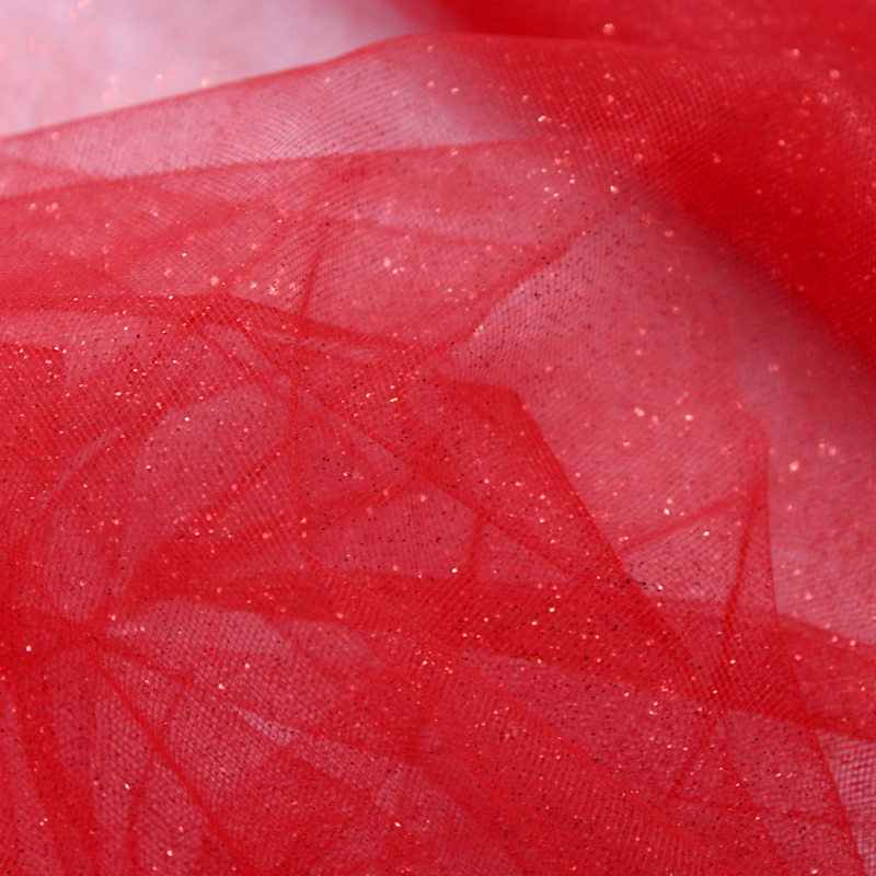 Tulle semi rigide paillettes rouge argent noir 