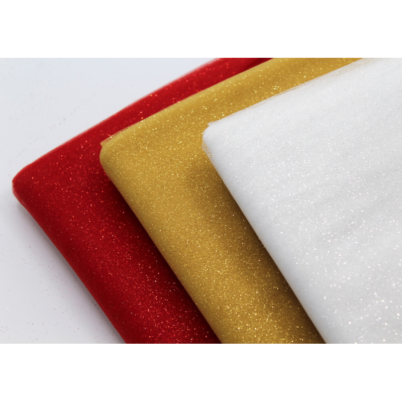Tulle semi rigide paillettes rouge argent noir 