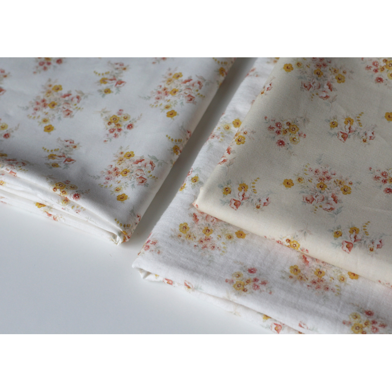 Mariya - Double gaze coton BIO Exclusif blanc motif fleuri Tissus issus de l'agriculture biologique  - 8