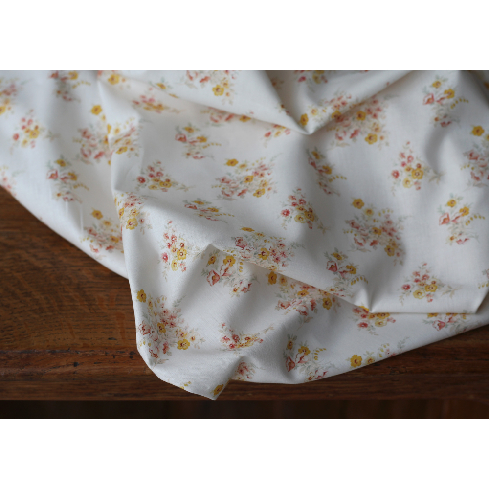 Mariya - Popeline douce coton BIO Exclusif blanc motif fleuri Tissus issus de l'agriculture biologique  - 14