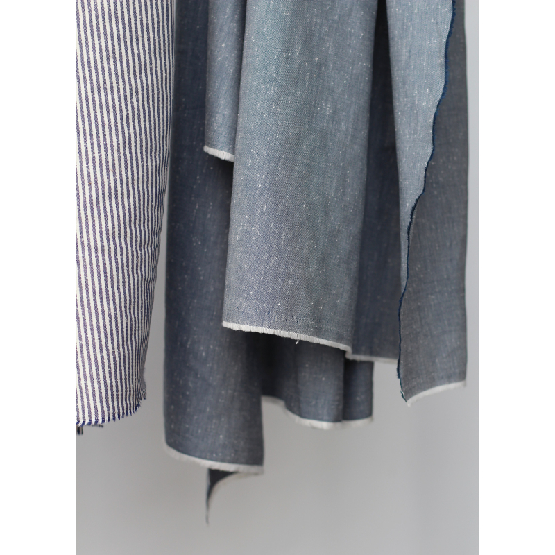 Coton chiné aspect brut coloris bleu marine Batikou - 5