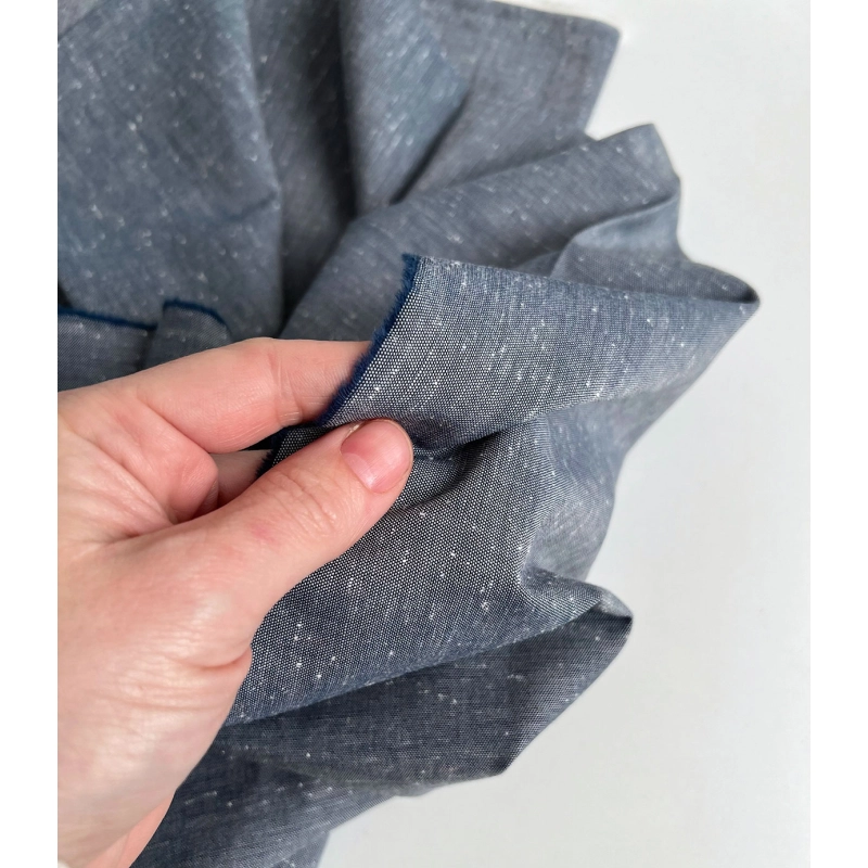 Coton chiné aspect brut coloris bleu marine Batikou - 6