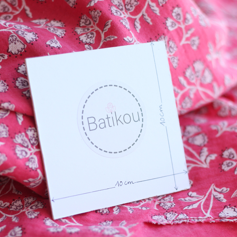 Priya - Double gaze de coton coloris fond magenta fleuri façon hand block Tissus issus de l'agriculture biologique  - 8