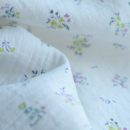 Annabelle - Tissu double coton piqué droit motif fleuri Tissus issus de l'agriculture biologique  - 2 Annabelle - Tissu double coton piqué droit motif fleuri Tissus issus de l'agriculture biologique  - 2