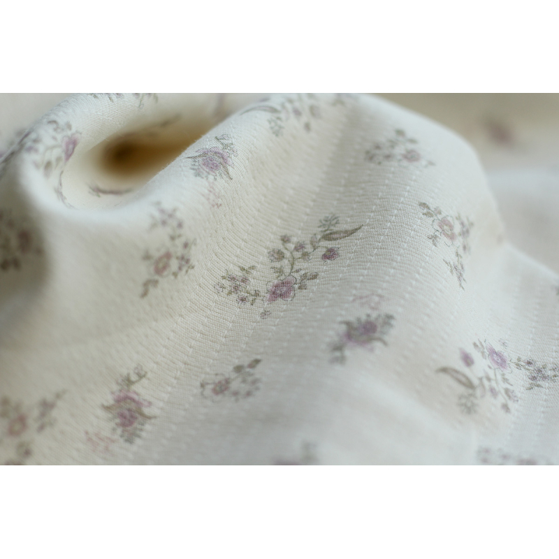 Emmanuelle - Tissu double coton piqué droit motif fleuri Tissus issus de l'agriculture biologique  - 8