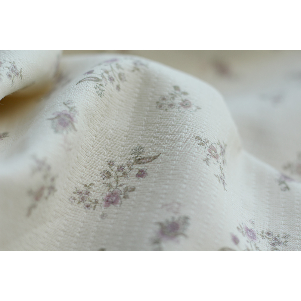 Emmanuelle - Tissu double coton piqué droit motif fleuri Tissus issus de l'agriculture biologique  - 2