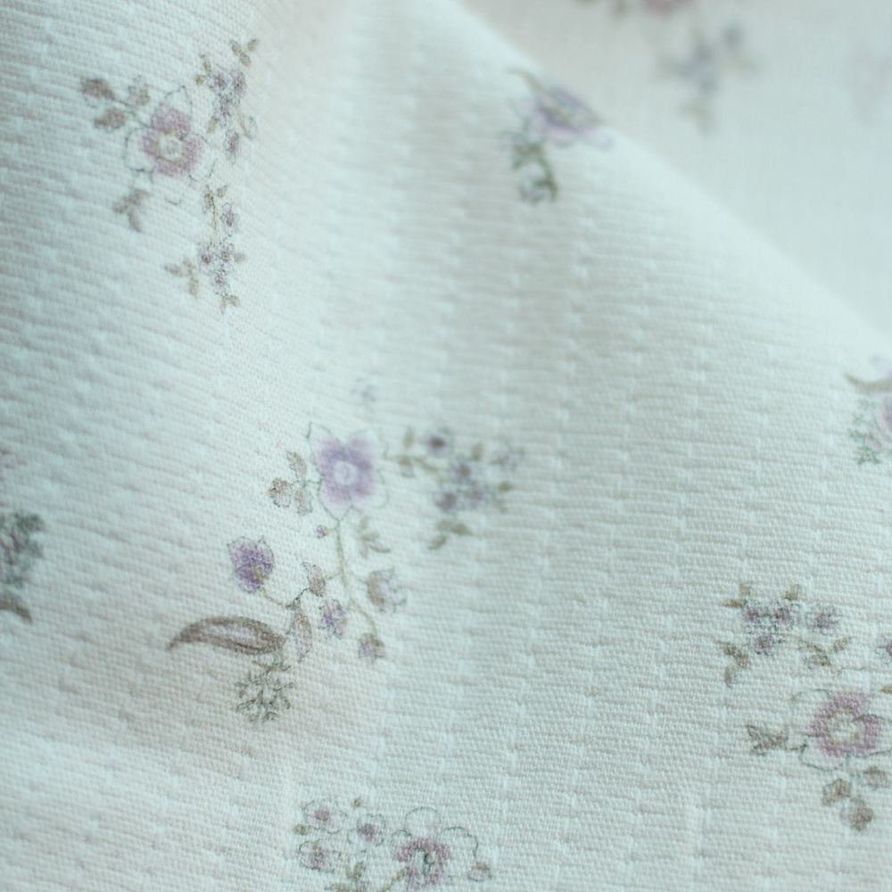 Emmanuelle - Tissu double coton piqué droit motif fleuri Tissus issus de l'agriculture biologique  - 4