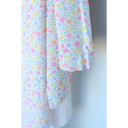 Pauline - Tissu coton texturé gaufré fleuri frais Batikou - 2