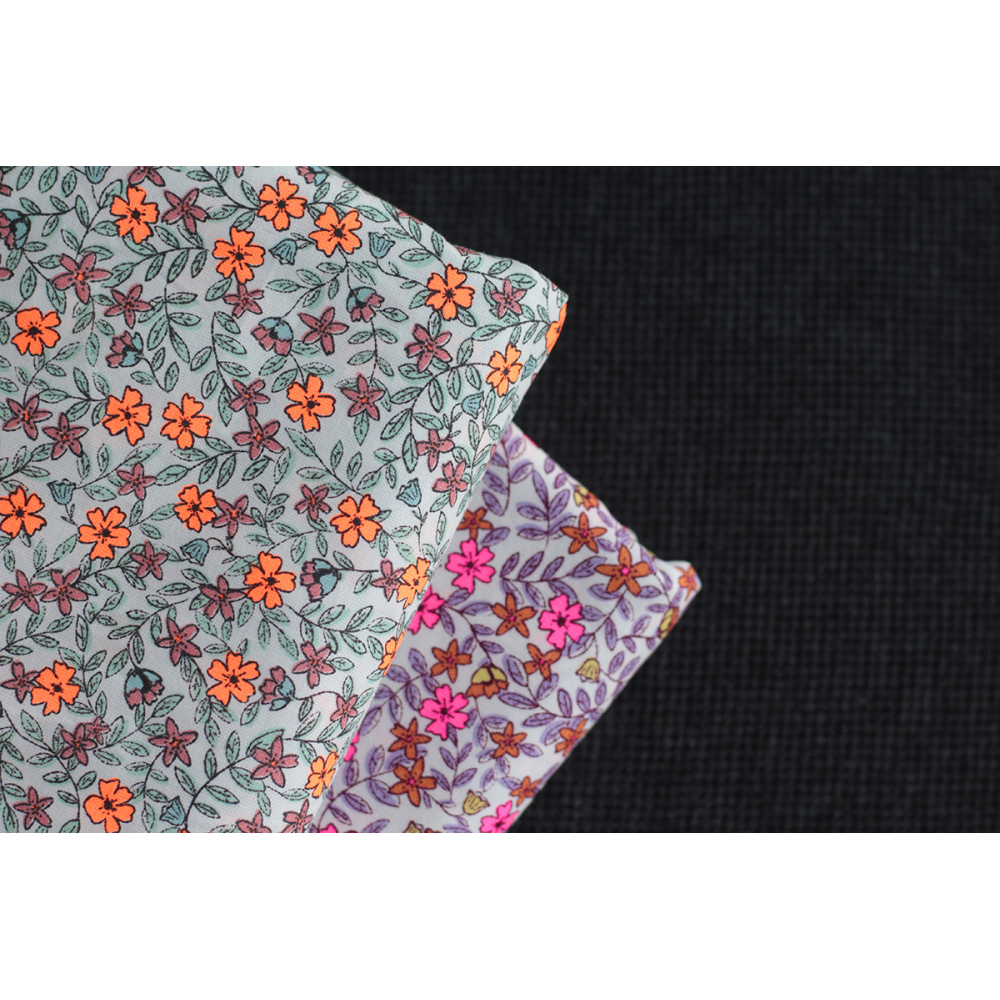 Méline - Popeline de coton BIO imprimé fleurs rose fluo Tissus issus de l'agriculture biologique  - 12