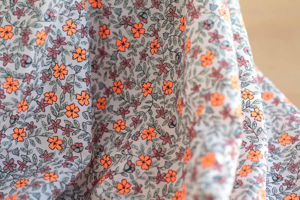 Méline - Popeline de coton BIO imprimé fleurs Tissus issus de l'agriculture biologique  - 4