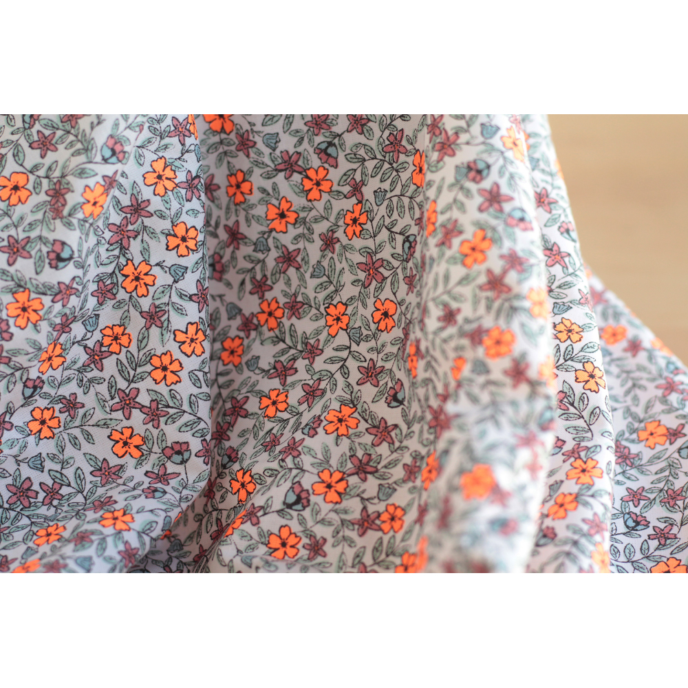 Méline - Popeline de coton BIO imprimé fleurs Tissus issus de l'agriculture biologique  - 4