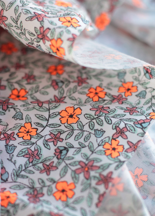Méline - Popeline de coton BIO imprimé fleurs Tissus issus de l'agriculture biologique  - 6