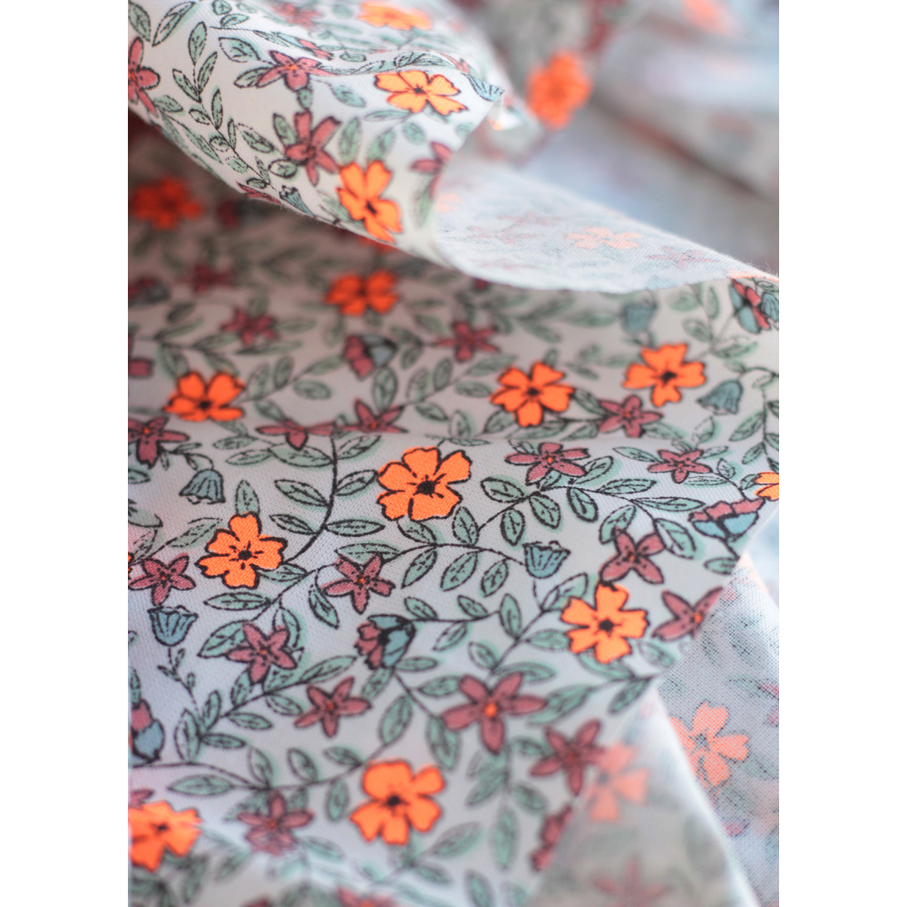 Méline - Popeline de coton BIO imprimé fleurs Tissus issus de l'agriculture biologique  - 6