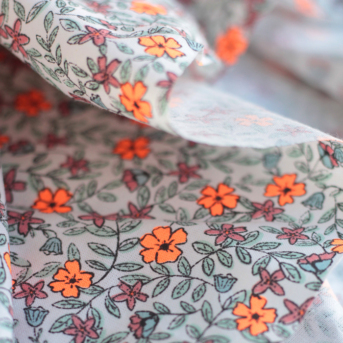 Méline - Popeline de coton BIO imprimé fleurs Tissus issus de l'agriculture biologique  - 7