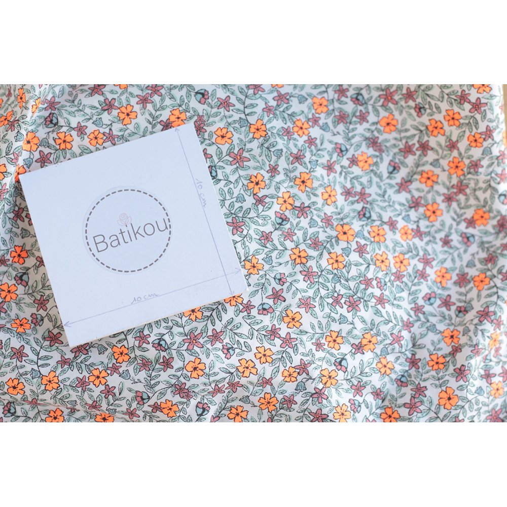 Méline - Popeline de coton BIO imprimé fleurs Tissus issus de l'agriculture biologique  - 8