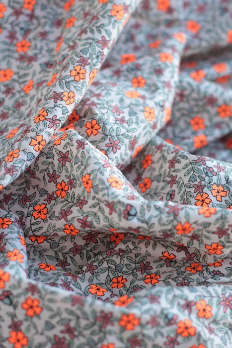 Méline - Popeline de coton BIO imprimé fleurs Tissus issus de l'agriculture biologique  - 3