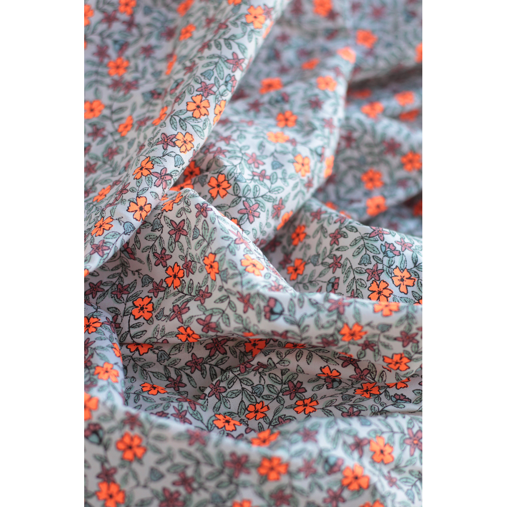 Méline - Popeline de coton BIO imprimé fleurs Tissus issus de l'agriculture biologique  - 3