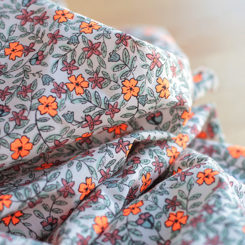 Méline - Popeline de coton BIO imprimé fleurs Tissus issus de l'agriculture biologique  - 10