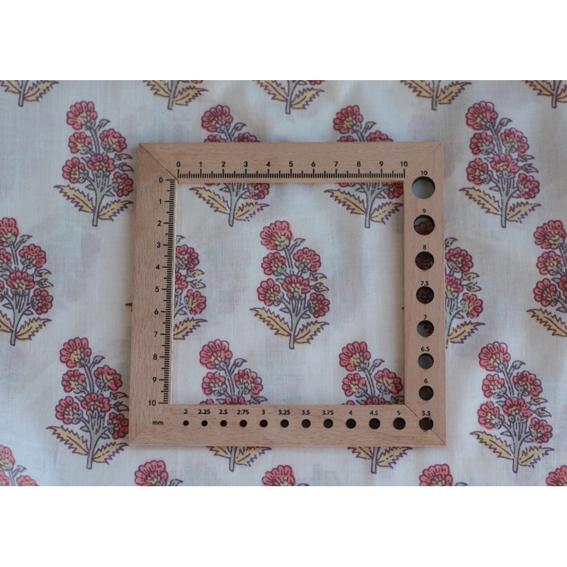 Tissu indien coton hand block traditionnel corail / jaune / vert Batikou - 6