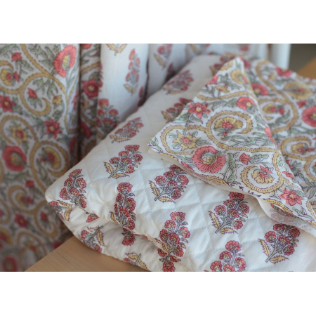 Tissu indien matelassé double face coton hand block largeur 100cm Batikou - 2 Tissu indien matelassé double face coton hand block largeur 100cm Batikou - 2