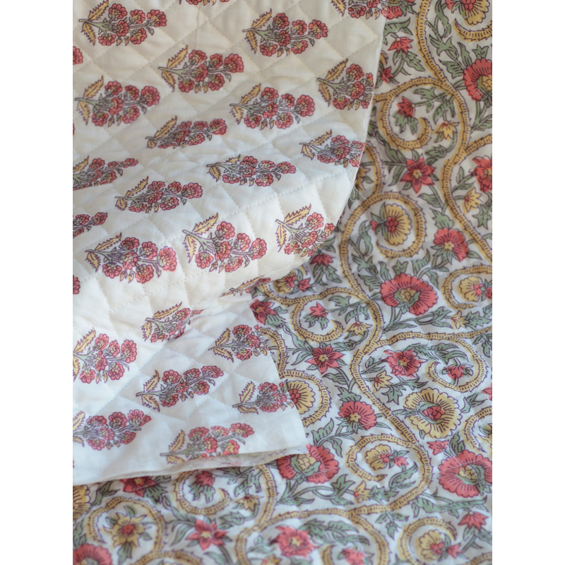 Tissu indien matelassé double face coton hand block largeur 100cm Batikou - 7 Tissu indien matelassé double face coton hand block largeur 100cm Batikou - 7