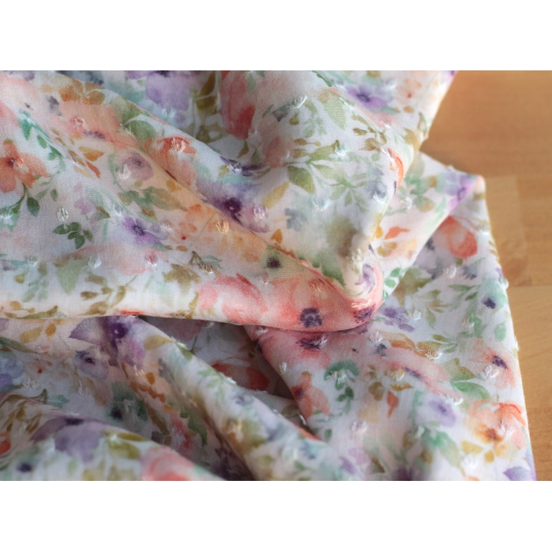 Manon - Viscose plumetis imprimée fleuri tendre Batikou - 9