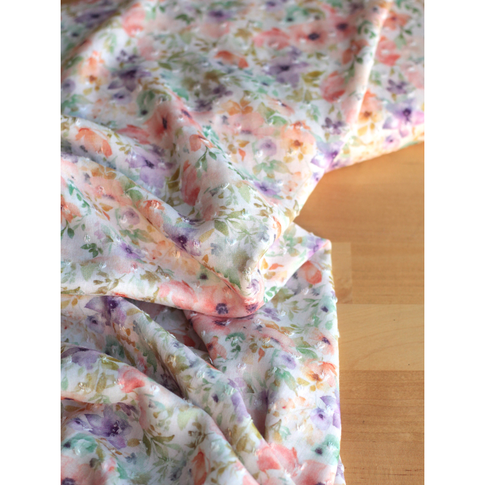 Manon - Viscose plumetis imprimée fleuri tendre Batikou - 10