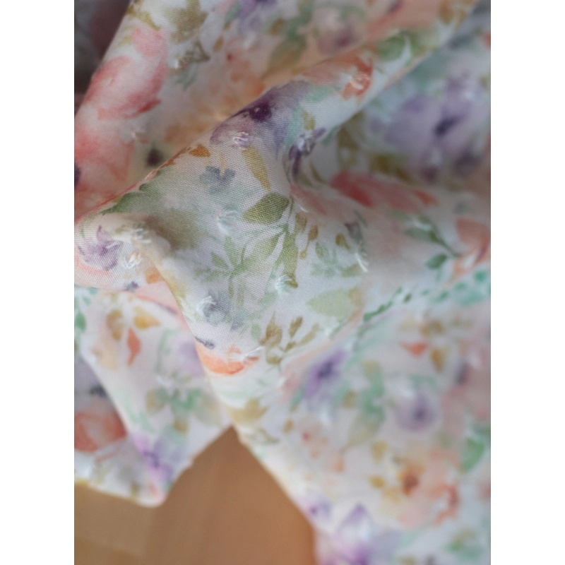 Manon - Viscose plumetis imprimée fleuri tendre Batikou - 11