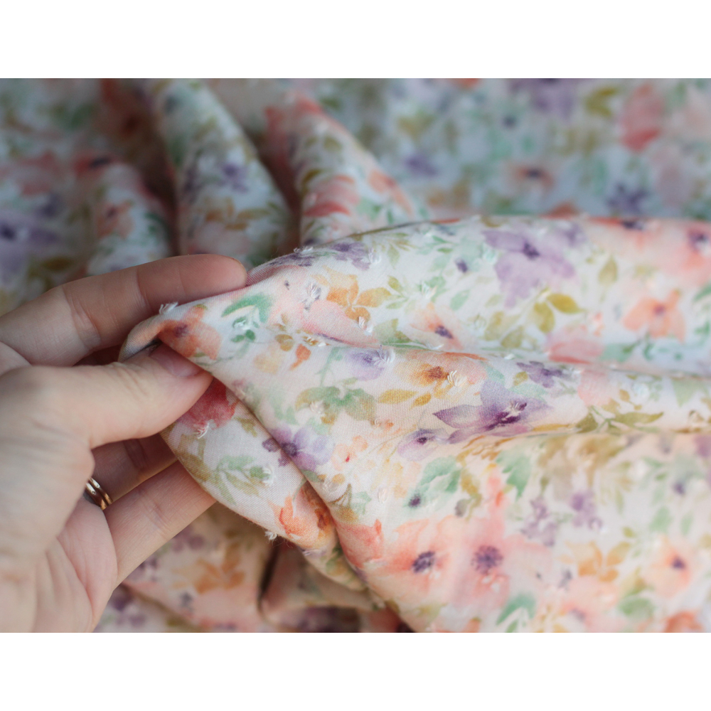 Manon - Viscose plumetis imprimée fleuri tendre Batikou - 12