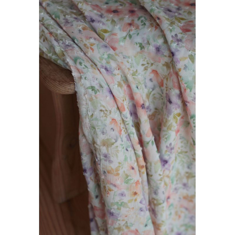 Manon - Viscose plumetis imprimée fleuri tendre Batikou - 13