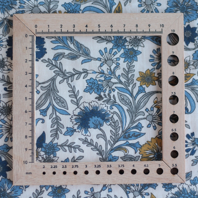 Tissu indien coton hand block traditionnel beige et bleu Batikou - 8