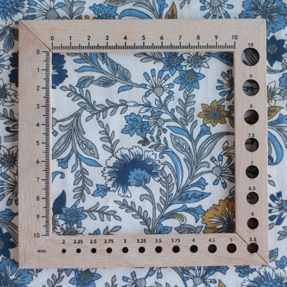 Tissu indien coton hand block traditionnel beige et bleu Batikou - 8