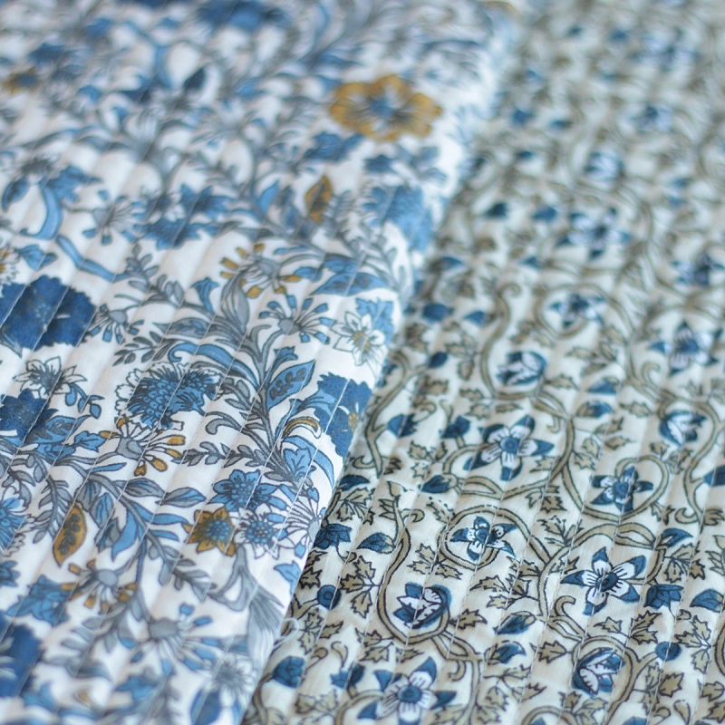 Tissu indien matelassé double face coton hand block largeur 100cm Batikou - 8
