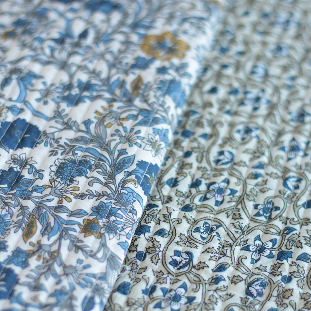 Tissu indien matelassé double face coton hand block largeur 100cm Batikou - 8 Tissu indien matelassé double face coton hand block largeur 100cm Batikou - 8