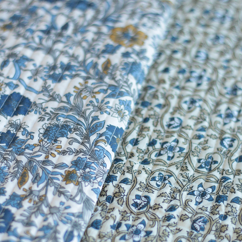 Tissu indien matelassé double face coton hand block largeur 100cm Batikou - 8 Tissu indien matelassé double face coton hand block largeur 100cm Batikou - 8