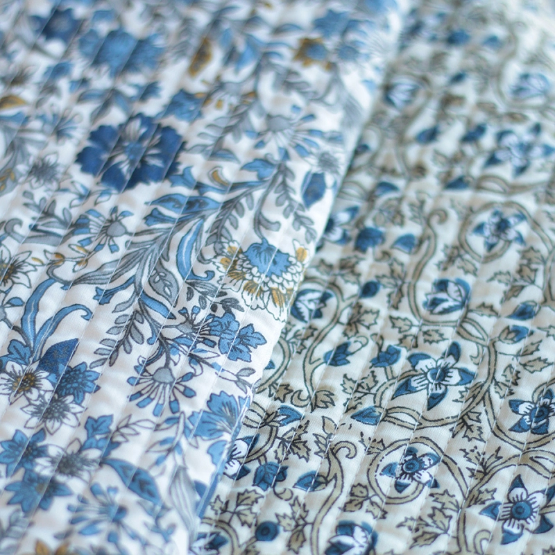 Tissu indien matelassé double face coton hand block largeur 100cm Batikou - 3