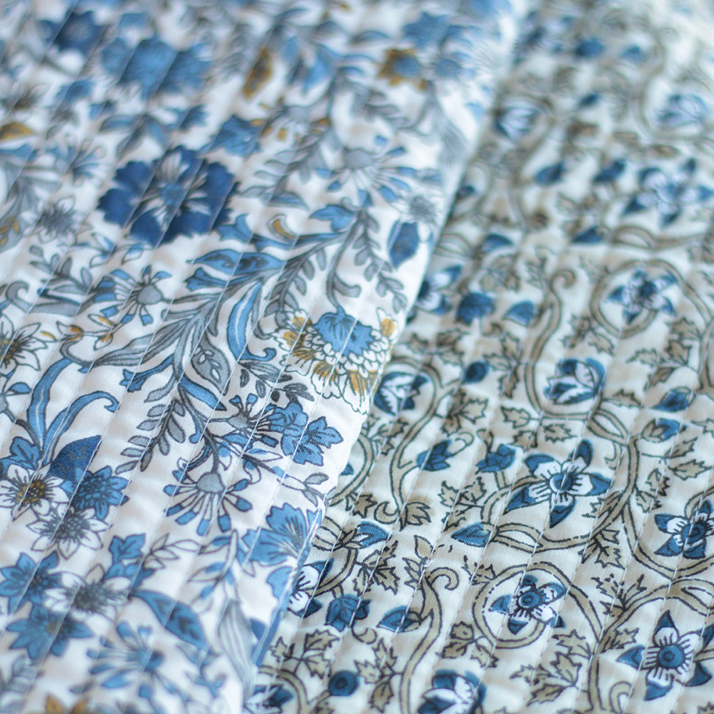 Tissu indien matelassé double face coton hand block largeur 100cm Batikou - 3 Tissu indien matelassé double face coton hand block largeur 100cm Batikou - 3