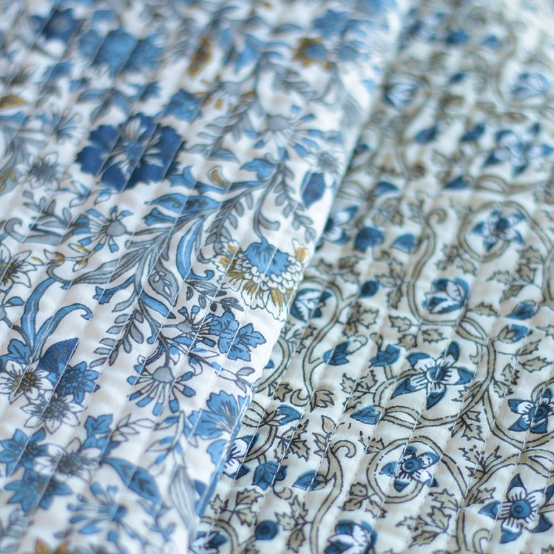 Tissu indien matelassé double face coton hand block largeur 100cm Batikou - 3 Tissu indien matelassé double face coton hand block largeur 100cm Batikou - 3