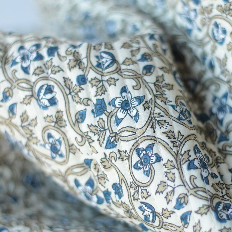 Tissu indien matelassé double face coton hand block largeur 100cm Batikou - 5 Tissu indien matelassé double face coton hand block largeur 100cm Batikou - 5