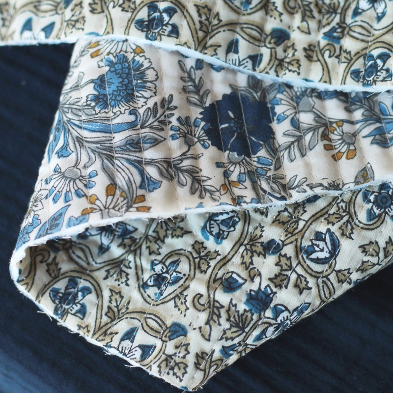 Tissu indien matelassé double face coton hand block largeur 100cm Batikou - 9