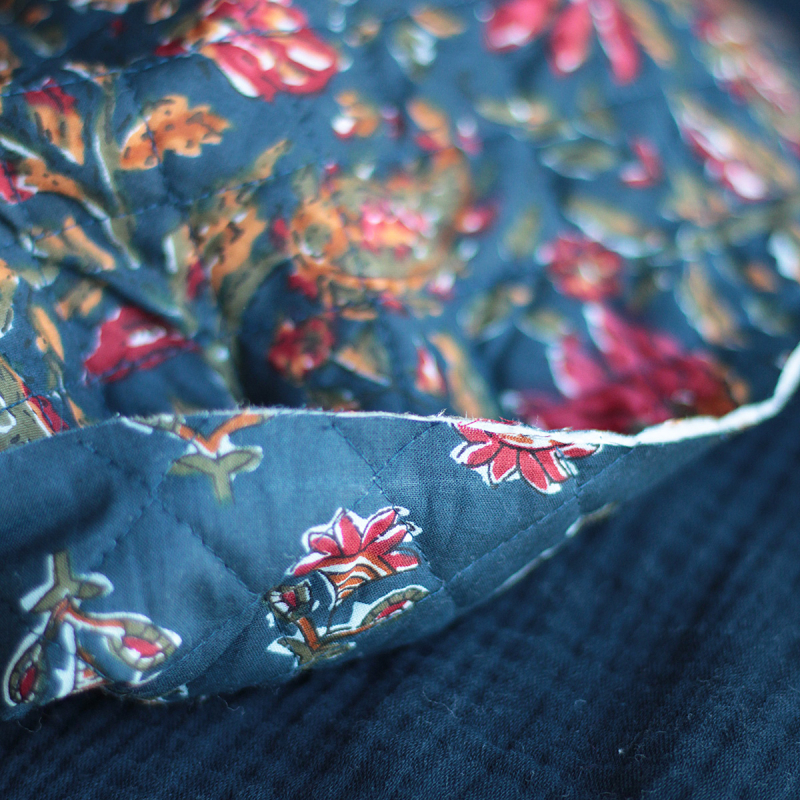 Tissu indien matelassé double face coton hand block largeur 100cm Batikou - 8