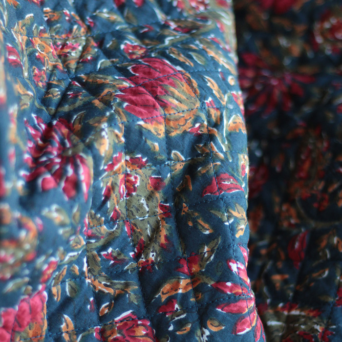 Tissu indien matelassé double face coton hand block largeur 100cm Batikou - 9