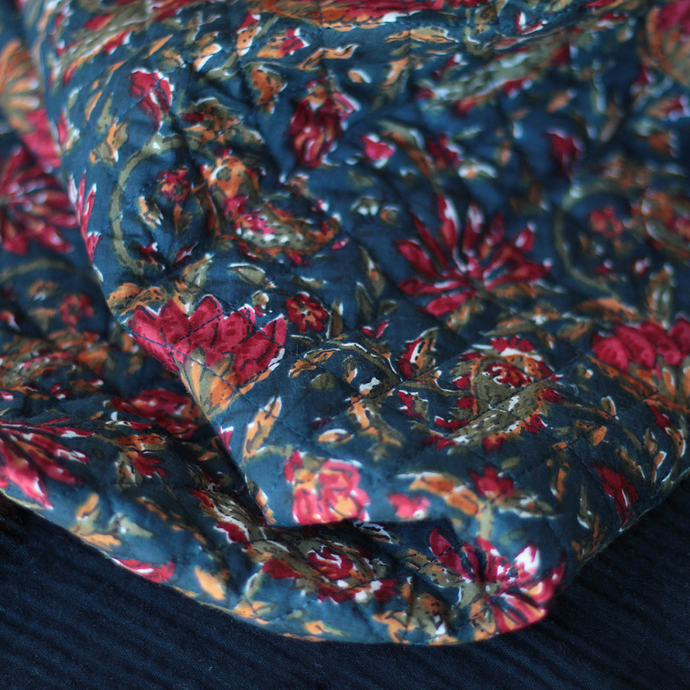 Tissu indien matelassé double face coton hand block largeur 100cm Batikou - 3