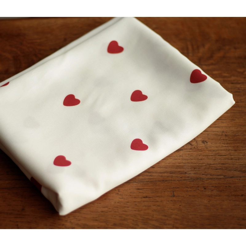 Manou - Viscose blanc cassé imprimée coeurs rouges Batikou - 8