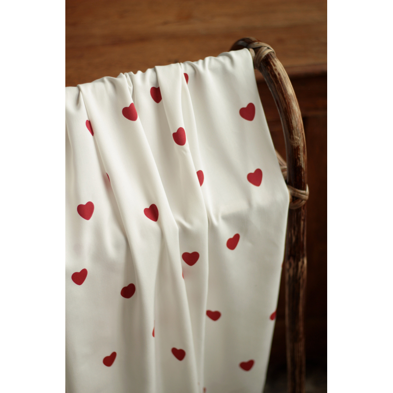 Manou - Viscose blanc cassé imprimée coeurs rouges Batikou - 10