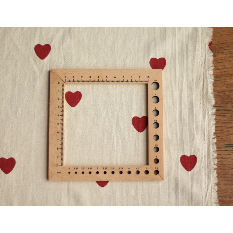 Manou - Coton lavé bio coloris vanille motif coeurs rouges Batikou - 8